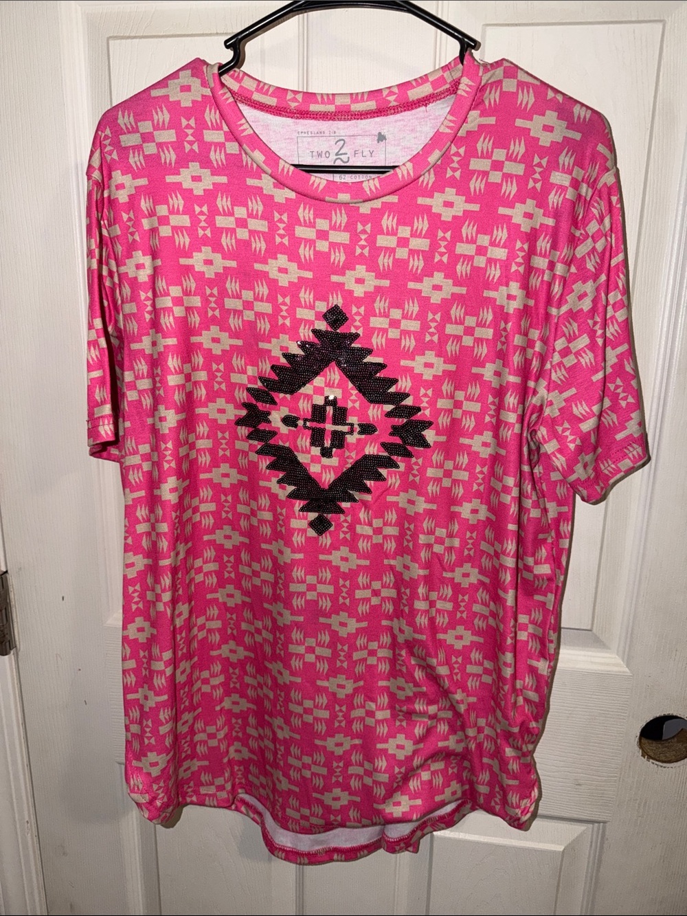 Two 2 Fly Pink Aztec Print Short Sleeve Tunic